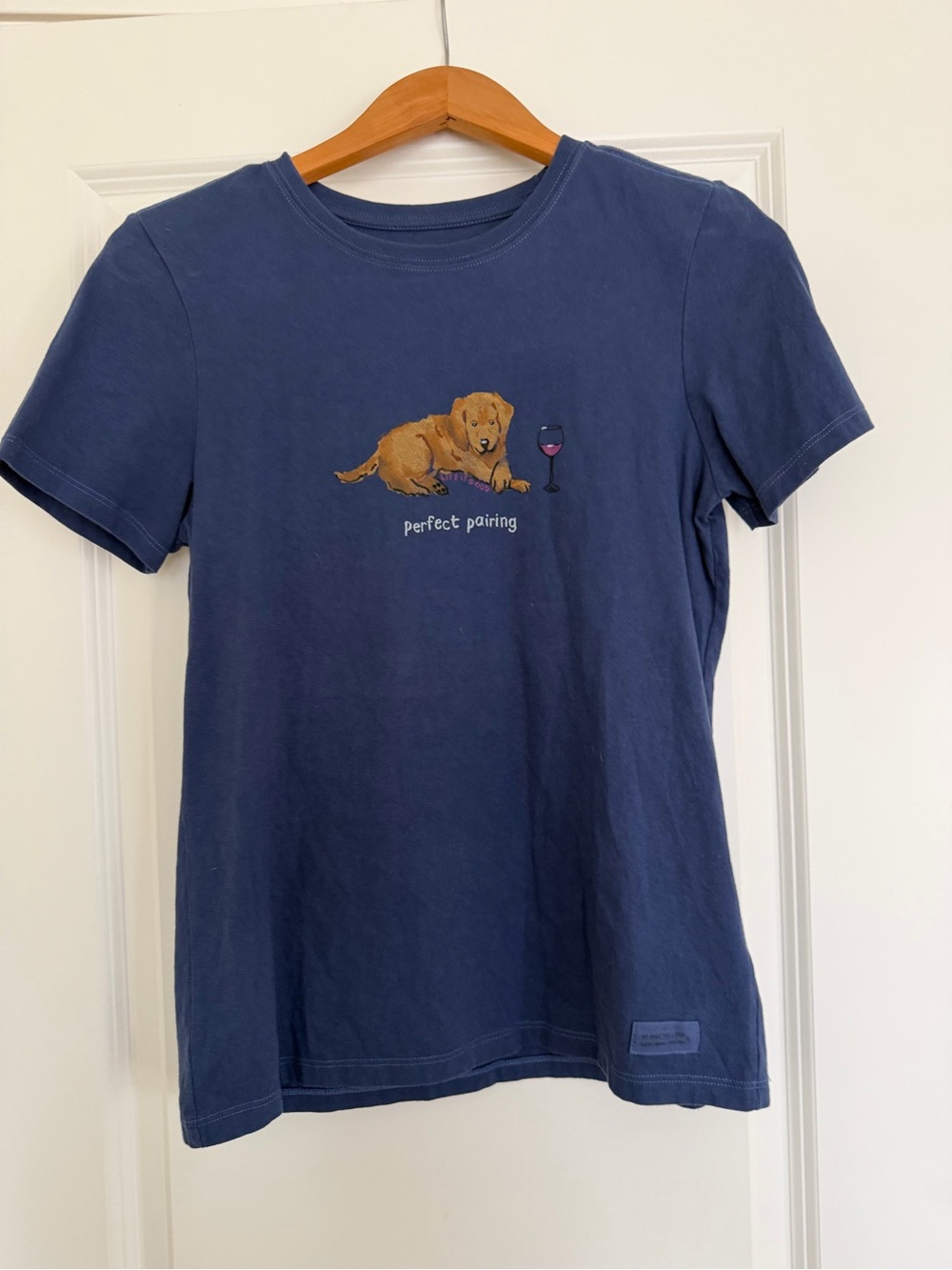 Life Is Good Navy Blue 'Perfect Pairing' golden retriever Short Sleeve Tee